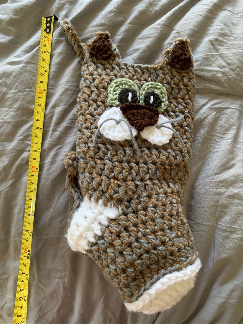 Handmade Gray & Tan Cat Stocking - Picture 4 of 4